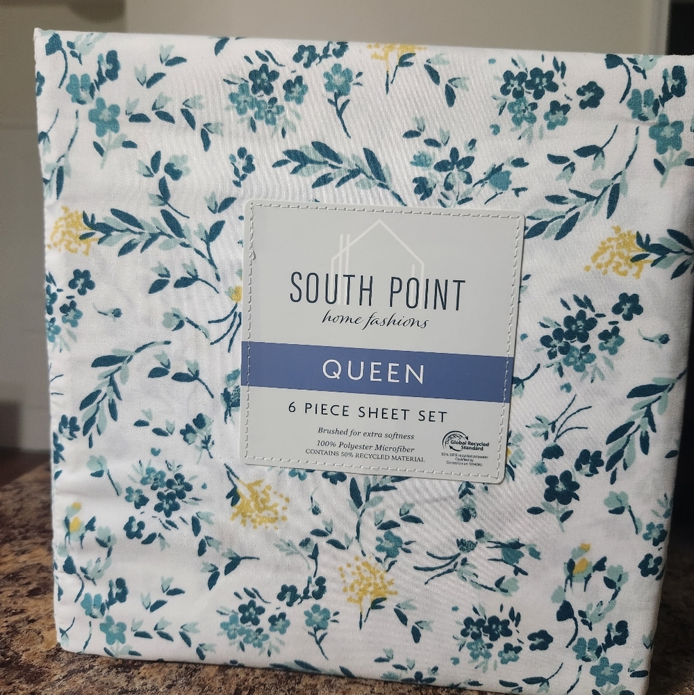 South Point home fashion Queen 6 Pieces Sheet Set Pattern (Abygail floral)